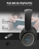 XIBERIA G01 Wireless Gaming Headset with Microphone 5.8GHz Anti-Interference for PC/PS5/PS4/MAC/Laptop,Lossless Ultra-Low Latency,Noise Cancelling MIC,Long Battery Life - Image 5