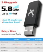 XIBERIA G01 Wireless Gaming Headset with Microphone 5.8GHz Anti-Interference for PC/PS5/PS4/MAC/Laptop,Lossless Ultra-Low Latency,Noise Cancelling MIC,Long Battery Life - Image 2