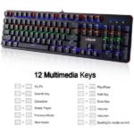 LESHP HS328 RGB Mechanical Black Keyboard With Blue Switches | Full Size 104 Keys Mechanical Keyboard With Programmed RGB Effects - Image 2