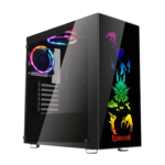 GC-608 STEELJAW GAMING PC Tempered Glass Front Side, 2 x RGB Fan, Micro ATX Desktop Chassis , Black – Redragon