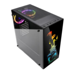 GC-608 STEELJAW GAMING PC Tempered Glass Front Side, 2 x RGB Fan, Micro ATX Desktop Chassis , Black – Redragon - Image 2