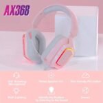 AJAZZ AX368 Gaming Headset with Noise Canceling Mic, Neon LED Light Effect, Compatible with PS4/PS5 Controller, Xbox One, Nintendo Switch, PC, Computer, Call Center(Black-Pink) - Image 3