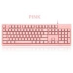 Ajazz DKS100 (Pink) Gaming Keyboard Mechanical Feel 104Key White Backlit Membrane Wired Keyboard Ergonomic for Gamer Tablet Desktop PC