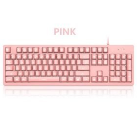 Ajazz DKS100 (Pink) Gaming Keyboard Mechanical Feel 104Key White Backlit Membrane Wired Keyboard Ergonomic for Gamer Tablet Desktop PC