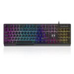 AJazz STK090 Professional Gaming Keyboard Membrane Mechanical Feel Wired Keyboard 104-Keys RGB Backlight for Gamer PC Laptop