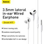 Baseus Encok H17 3.5mm lateral in-ear Wired Earphone White - Image 3