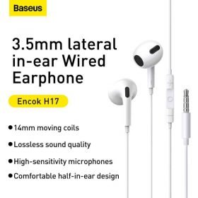 Baseus Encok H17 3.5mm lateral in-ear Wired Earphone White - Image 3