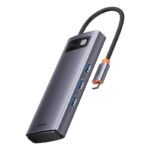Baseus Metal Gleam Series 6-in-1 Multifunctional Type-C HUB Docking Station Gray （Type-C to HDMI*2+USB3.0*3+PD*1 - Image 2