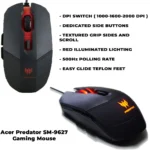 Acer Predator SM-9627 Red Backlight Gaming Mouse | Black / Red