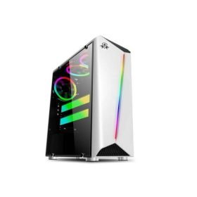 AA TIGERS CROWN WHITE GAMING PC CASE WITH FRONT RGB STRIP