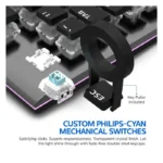 Philips G624 ARGB Mechanical Gaming Keyboard With AmbiGlow Light FX | Light Red Linear Switches | Detachable Sidestrip RGB Wrist Rest - Image 2