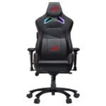 Asus ROG SL300C Chariot RGB gaming chair in racing car style featuring memory foam lumbar support, 4D armrests, tilt mechanism and durable class 4 gas lift