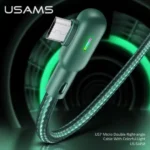 USAMS U57 RGB Dual Right Angle Gaming Micro USB Data Cable for Android Nylon Braided 1.2M US-SJ458