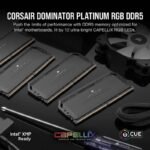 CORSAIR DOMINATOR® PLATINUM RGB 64GB (2x32GB) DDR5 DRAM 5200MHz C40 Memory Kit — Black - Image 2