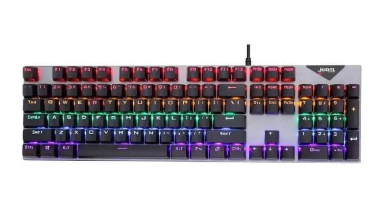 Jedel Clavier mécanique Gamer RED Switch,RGB LED Backlit Lighting 10  Modes+Sticker à prix pas cher