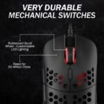 HK GAMING Mira M Ultra Lightweight RGB Gaming Mouse | Honeycomb Shell | 63 Grams | max 12000 cpi | USB Wired | 6 programmable Buttons | On-Board Memory | Anti Slip Grips | Mira-M Black - Image 3