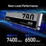 Lexar NM790 SSD 2TB PCIe Gen4 NVMe M.2 2280 Internal Solid State Drive, Up to 7400MB/s, Compatible with PS5, for Gamers and Creators (LNM790X001T-RNNNU)