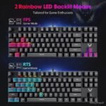 PICTEK PC244 87 Keys Blue Switch with Full Anti-ghosting Customizable Backlit Mechanical Keyboard - Image 3