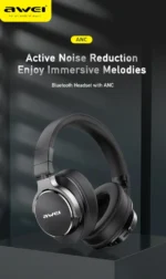 Awei A710BL ANC Active Noise Cancelling Headphones Bluetooth With Hi-Res Audio Over Ear Wireless Gaming Headset With Microphone - Image 2