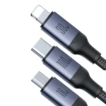 SA21-2T3 Speedy Series 100W 6-in-1 Fast Charging Cable (USB-A+Type-C to L+C+M) 1.5m-Black - Image 2