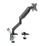 MXG BMA-12U Single Monitor Premium Aluminum Spring-Assisted With 3.0 USB Cable Monitor Arm Matte Black