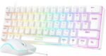 Anivia UK Layout 60% Gaming Keyboard and Soft Mouse, Type C-USB Wired 62 Keys LED Backlit Waterproof Keyboard, Full Anti-ghosting Keys with RGB Backlight for PC/MAC/Computer/Laptop (White/Blue Switch)