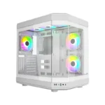 Thunder Carbon TGC-639W Modern Aesthetic Dual Chamber Panoramic Tempered Glass Mid-Tower ATX PC Gaming Case – White
