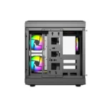 Thunder Carbon TGC-639B Modern Aesthetic Dual Chamber Panoramic Tempered Glass Mid-Tower ATX PC Gaming Case – Black - Image 2