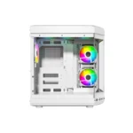 Thunder Carbon TGC-639W Modern Aesthetic Dual Chamber Panoramic Tempered Glass Mid-Tower ATX PC Gaming Case – White - Image 3