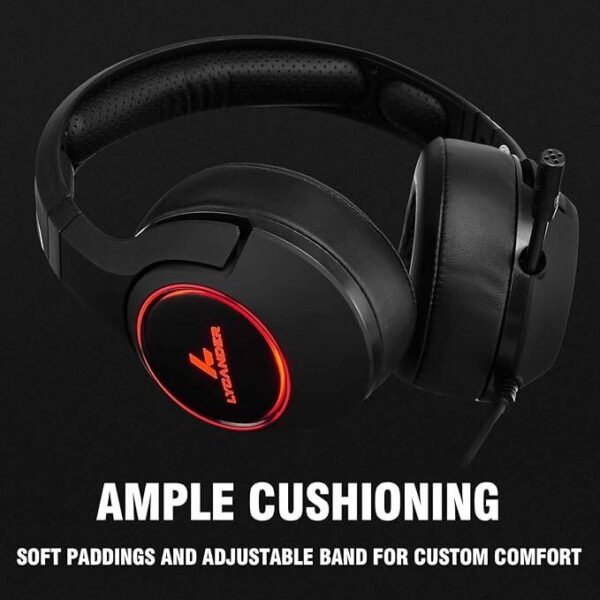 LYCANDER Gaming Headset with Microphone LED Light, 3.5mm input - for PC, PS4, Xbox One, Nintendo Switch and more (Advanced - Black/Orange) - Image 3