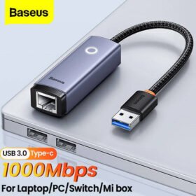 Baseus Lite Series Ethernet Adapter USB A to RJ45 LAN Port (1000Mbps) Black