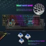 KENVER Wired Mechanical Gaming Keyboard, Backlit LED Keys, 104 Comfortable Floating Keys for PC Gaming/Working/Typewriting - Black - Image 3
