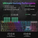 KENVER Wired Mechanical Gaming Keyboard, Backlit LED Keys, 104 Comfortable Floating Keys for PC Gaming/Working/Typewriting - Black - Image 2