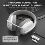 Attack Shark L80 Light Weight Wireless Gaming Headset Lightspeed 3.5mm Audio Jack with Microphone for PS5 PS4 PC Mobile Tablet 2.4Ghz Bluetooth 5.3 50H Battery - White - Image 2