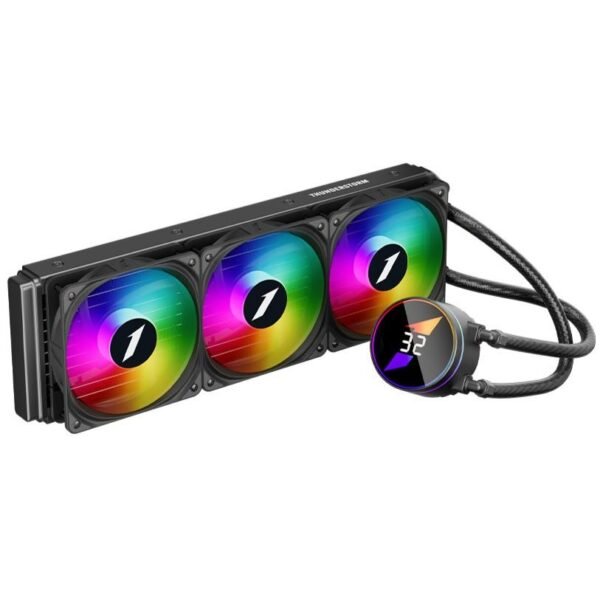 1st Player TS3 360 ARGB AIO 360mm Liquid CPU Cooler with Temperature Display Screen, Black