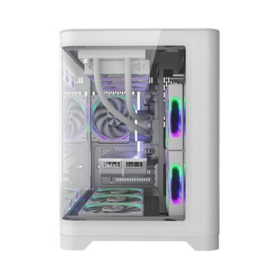 1st Player UV6 with 3 ARGB Fans Fish Tank Gaming Case (INFINITE SPACE) - White