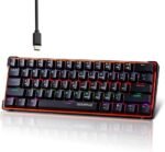 COOLERPLUS Wired Gaming Keyboard- 61 Keys Compact Mechanical Keyboard, Double Shot Keycaps with LED Backlit, Red Switch