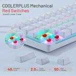 COOLERPLUS Wired Gaming Keyboard- 61 Keys Compact Mechanical Keyboard, Double Shot Keycaps with LED Backlit, Red Switch-WHITE - Image 2
