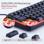 COOLERPLUS Wired Gaming Keyboard- 61 Keys Compact Mechanical Keyboard, Double Shot Keycaps with LED Backlit, Red Switch - Image 3