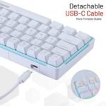 COOLERPLUS Wired Gaming Keyboard- 61 Keys Compact Mechanical Keyboard, Double Shot Keycaps with LED Backlit, Red Switch-WHITE - Image 3