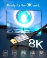 mytysun 8K DisplayPort Cable 1.4, 2M 8K Displayport to Displayport Cable Support HBR3 32.4Gbps High Refresh Rate 8K@60Hz, - Image 2