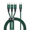 Baseus CAMLT-SC06 Rapid Series 3-In-1 Fast Charging Data Cable Type-C To M+L+C Pd 20w 1.5M - Green