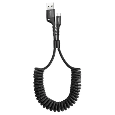 Baseus CATSR-01 Fish eye Spring Data Cable USB For Type-C 2A 1m - Black