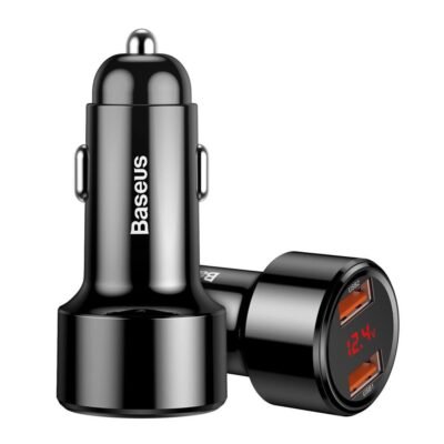 Baseus CCMLC20A-01 Dual USB Quick Car Charger with Digital Display Traveling