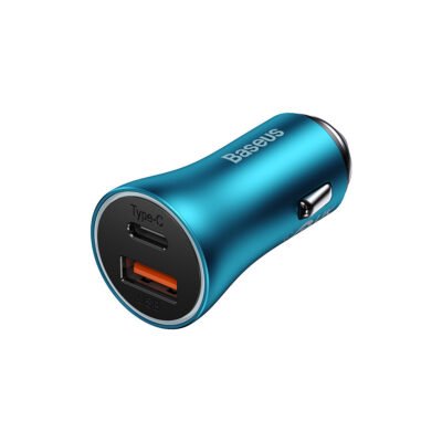 Baseus CGJM000103 U+C 60W Golden Contactor Max Dual Fast Charger Car Charger - Blue