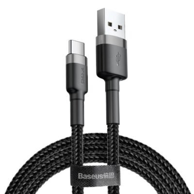 Baseus CATKLF-CG1 Cafule Fast Charging Cable USB To Type C 3A 2m - Gray & Black