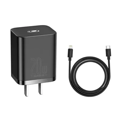 Baseus TZCCSUP-A01 20W PD Super Si Quick Charger With USB C to Lightning Cable 1m