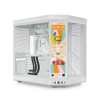 Hyte Y70 Touch Infinite Modern Aesthetic Mid-Tower ATX Gaming Case with LCD Screen - White