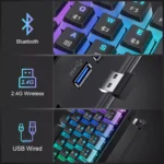 Tezarre TK63 Wireless Keyboard Bluetooth/2.4G/USB Wired 60% Mechanical Gaming Keyboard RGB Backlit PBT Pudding Keycaps Hot-Swappable - Image 2