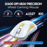 ZIDLI M85 RGB Gaming Mouse – Optical Sensor 16,000 DPI – 1000 Hz Polling Rate – Paracord Cable – Lightweigh 68G (White) - Image 2